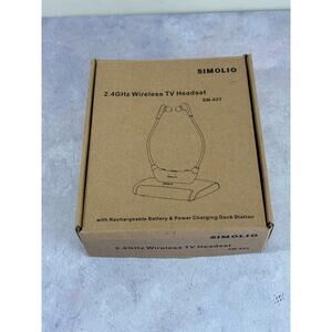 SIMOLIO SM823 Wireless Headphones for TV with Optical in Hearing Untested READ